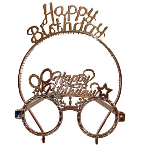 Mika Bakır Happy Birthday Gözlük Taç Takımı